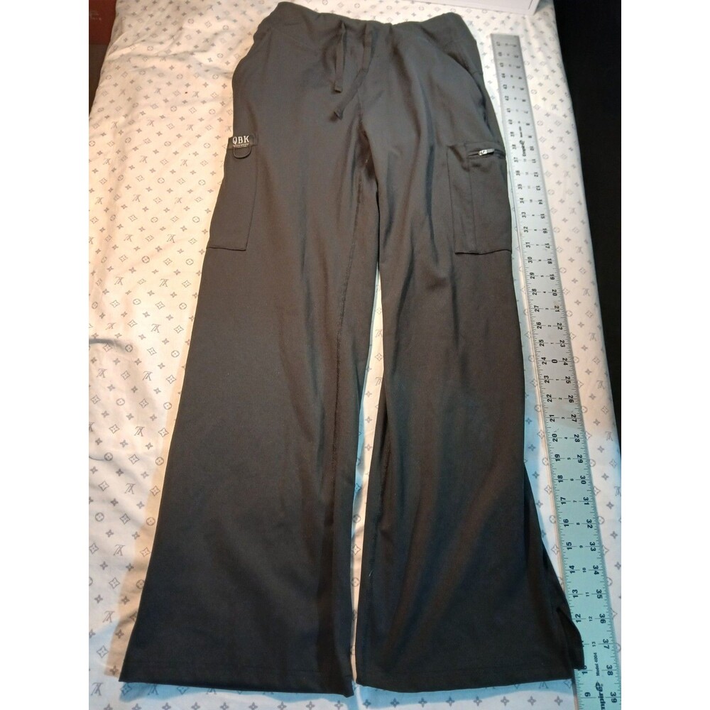 QBK Womans Flared Black Work Pants L Large